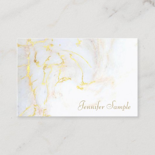 Gold White Marble Elegant Golden Modern Sjabloon Visitekaartje (Voorkant)