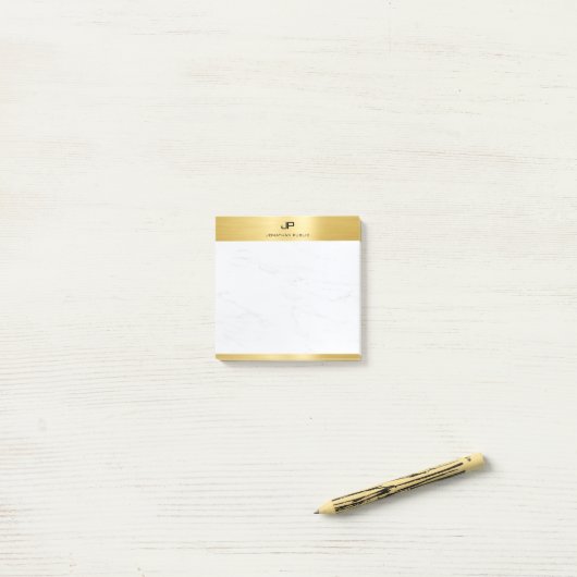 Gold White Marble Elegant Sjabloon Moderne Post-it® Notes (Op bureau)