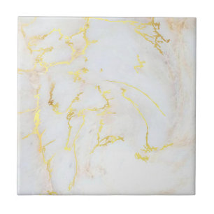 Gold White Marble  Elegant Sjabloon Tegeltje