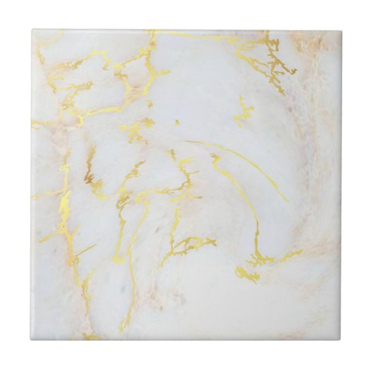 Gold White Marble  Elegant Sjabloon Tegeltje (Voorkant)
