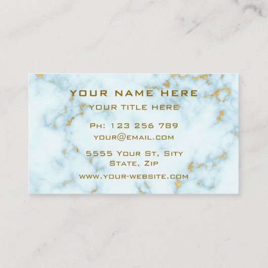 Gold White Marble Golden Text Professional Luxe Visitekaartje (Achterkant)