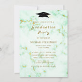 Gold White Marble Graduation Party Invitation (Voorkant)