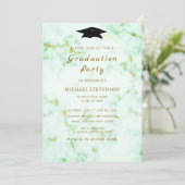 Gold White Marble Graduation Party Invitation (Staand voorkant)