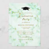 Gold White Marble Graduation Party Invitation (Voorkant / Achterkant)