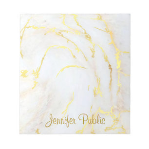 Gold White Marble Handgeschreven script legant Notitieblok
