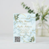 Gold White Marble QR Code Baby shower Uitnodiging (Staand voorkant)