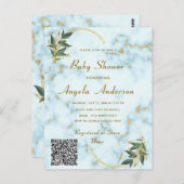 Gold White Marble QR Code Baby shower Uitnodiging (Voorkant / Achterkant)