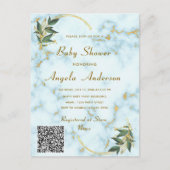 Gold White Marble QR Code Baby shower Uitnodiging (Voorkant)