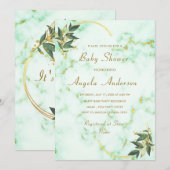 Gold White Marble Stone Baby shower Invitation (Voorkant / Achterkant)