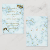 Gold White Marble Wedding Invitation Modern Design Notitiekaartje (Voorkant / Achterkant)