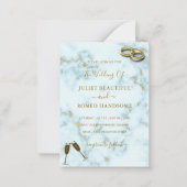 Gold White Marble Wedding Invitation Modern Design Notitiekaartje (Voorkant)