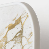 Gold & White marmer, Gold Bar, zwarte naam/monogra Pickleball Paddle (Links Detail)