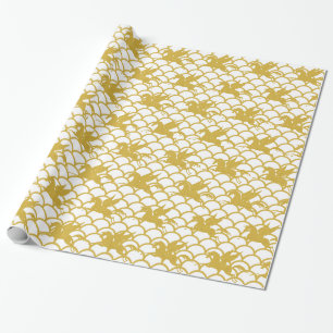 Gold White Mermaid Unicorn BIRTHDAY WEDDING WRAP Cadeaupapier
