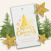 Gold White Merry-kerstboom Cadeaulabels