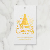 Gold White Merry-kerstboom Cadeaulabels (Voorkant)