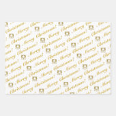 Gold White Merry Kerstmis Prettige feestdagen Tree Inpakpapier Vel (Voorkant)