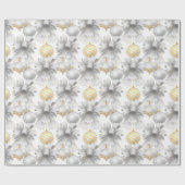 Gold White Metallic Bows & Ornamenten Vakantie Cadeaupapier (Vlak)