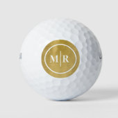 Gold White Metallic Monogram Initiaal Golf Balls Golfballen (Voorkant)