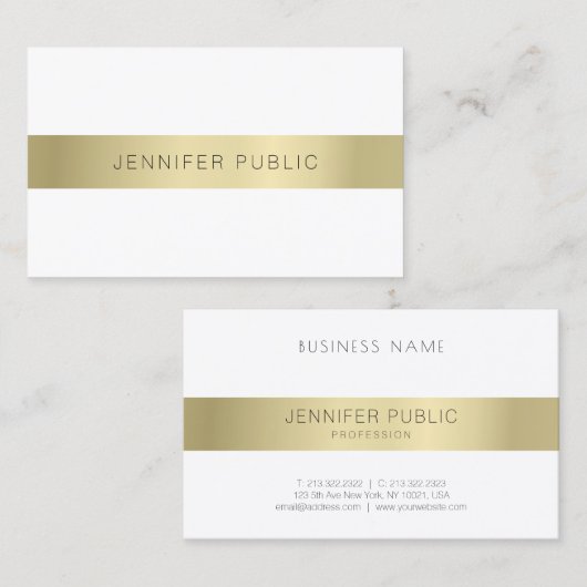 Gold White — minimaal design — elegante moderne Sj Visitekaartje (Voorkant / Achterkant)