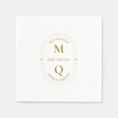 Gold White Minimal Elegant Monogram Wedding Servet (Voorkant)