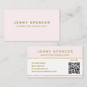 Gold White Minimalist QR Code Professional Visitekaartje (Voorkant / Achterkant)
