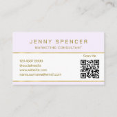 Gold White Minimalist QR Code Professional Visitekaartje (Achterkant)