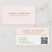 Gold White Minimalist QR Code Professional Visitekaartje (Voorkant / Achterkant)