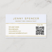 Gold White Minimalist QR Code Professional Visitekaartje (Achterkant)