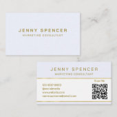 Gold White Minimalist QR Code Professional Visitekaartje (Voorkant / Achterkant)