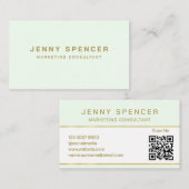 Gold White Minimalist QR Code Professional Visitekaartje (Voorkant / Achterkant)