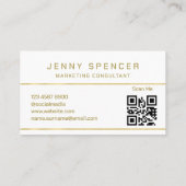 Gold White Minimalist QR Code Professional Visitekaartje (Achterkant)