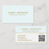 Gold White Minimalist QR Code Professional Visitekaartje (Voorkant / Achterkant)