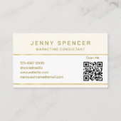 Gold White Minimalist QR Code Professional Visitekaartje (Achterkant)
