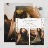 Gold White minimalist script 3 foto's bruiloft Save The Date (Voorkant / Achterkant)