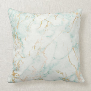 Gold White Mint Green Glam Marble Decor Kussen