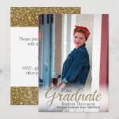 Gold White Mist Photo High School Afstuderen Kaart (Voorkant / Achterkant)