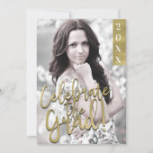 Gold & White Modern Afstuderen Afstudeerder Party Kaart (Voorkant)