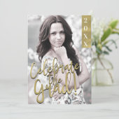 Gold & White Modern Afstuderen Afstudeerder Party Kaart (Staand voorkant)