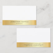 Gold White Modern Elegant Simple Custom Sjabloon Visitekaartje (Voorkant / Achterkant)