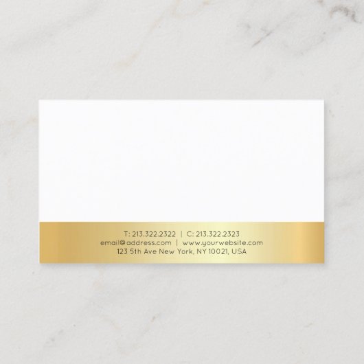 Gold White Modern Elegant Simple Custom Sjabloon Visitekaartje (Achterkant)
