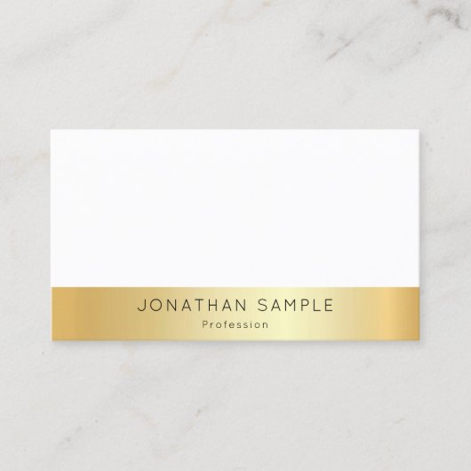 Gold White Modern Elegant Simple Custom Sjabloon Visitekaartje (Voorkant)