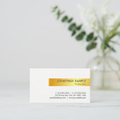 Gold White Modern Elegant Simple Design Sjabloon Visitekaartje (Staand voorkant)