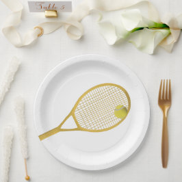Gold & White Modern Elegant Tennis Paper-Borden Papieren Bordje