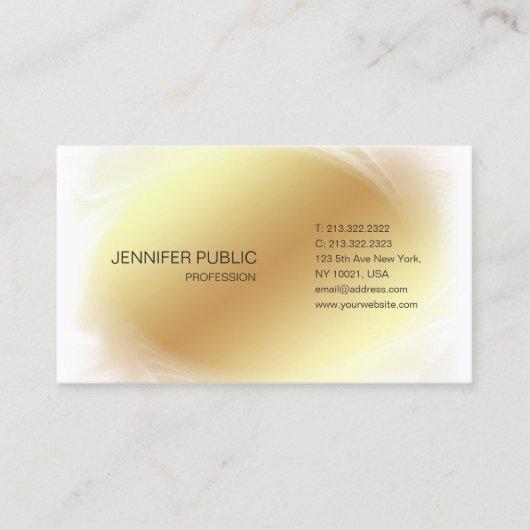 Gold White Modern Glamoureus Design Trendy Plain Visitekaartje (Voorkant)