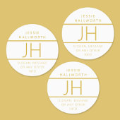 Gold & White Modern Monogramed Waterbestendige Lab Labels