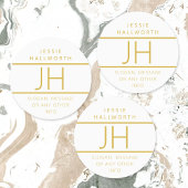 Gold & White Modern Monogramed Waterbestendige Lab Labels
