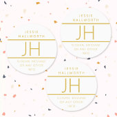 Gold & White Modern Monogramed Waterbestendige Lab Labels