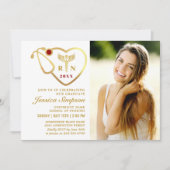 Gold White Modern Nursing School Graduparty Kaart (Voorkant)