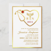 Gold White Modern Nursing School Graduparty Kaart (Voorkant)