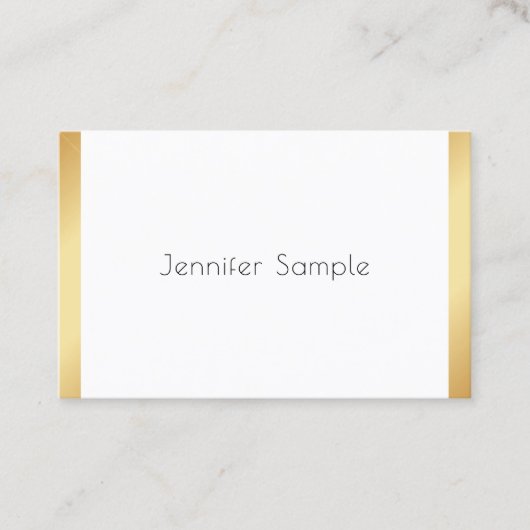 Gold White Modern Professional Elegant Trendy Visitekaartje (Voorkant)